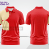 Mẫu polo basic đồng phục nhân viên màu đỏ phối kem họa tiết oval ctpb5023