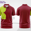 Mẫu áo polo basic đồng phục văn phòng màu đỏ đô phối xanh chuối họa tiết oval ctpb5024