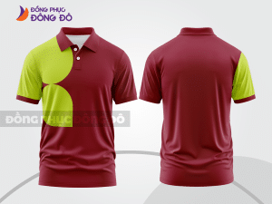 Mẫu áo polo basic đồng phục văn phòng màu đỏ đô phối xanh chuối họa tiết oval ctpb5024