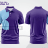 Mẫu áo polo basic đồng phục công ty màu tím phối xanh da trời họa tiết oval ctpb5025