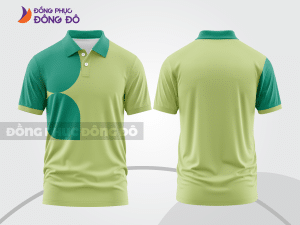Mẫu áo polo basic đồng phục nhân viên màu xanh chuối phối xanh ngọc họa tiết oval ctpb5052