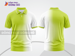 Mẫu polo basic đồng phục doanh nghiệp màu xanh chuối phối trắng họa tiết chấm chuyển sắc ctpb5059