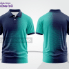 Mẫu áo polo basic đồng phục công sở màu xanh navy phối xanh ngọc họa tiết chấm chuyển sắc ctpb5088