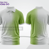 Mẫu áo thun polo basic đồng phục văn phòng màu trắng phối xanh chuối họa tiết chấm chuyển sắc ctpb5090