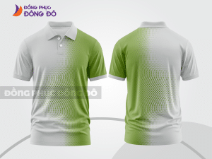 Mẫu áo thun polo basic đồng phục văn phòng màu trắng phối xanh chuối họa tiết chấm chuyển sắc ctpb5090