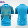 Mẫu áo polo basic đồng phục doanh nghiệp màu xanh cyan phối xanh dương họa tiết chấm ctpb5118