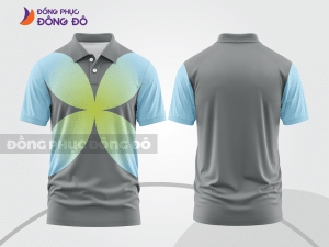 Mẫu áo polo basic đồng phục công ty màu xám phối xanh chuối họa tiết chữ X ctpb5132