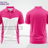 Mẫu polo basic đồng phục công sở màu hồng cánh sen phối trắng họa tiết line nhánh ctpb5145
