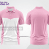 Mẫu áo polo basic đồng phục doanh nghiệp màu hồng phấn phối trắng họa tiết line nhánh ctpb5146