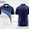 Mẫu áo polo basic đồng phục công sở màu xanh navy phối trắng họa tiết sóng chéo ctpb5190