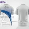 Mẫu polo basic đồng phục công ty màu xám phối xanh dương họa tiết sóng chéo ctpb5192