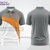 Mẫu áo polo basic đồng phục nhân viên màu xám phối cam họa tiết sóng chéo ctpb5193