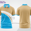 Mẫu áo polo basic đồng phục công sở màu kem phối xanh cyan họa tiết sóng chéo ctpb5200