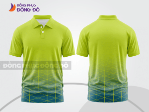 Mẫu polo basic đồng phục doanh nghiệp màu xanh chuối phối xanh navy họa tiết chấm ctpb5247