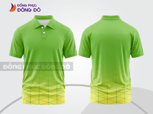 Mẫu áo polo basic đồng phục văn phòng màu xanh lá non phối xanh chuối họa tiết chấm ctpb5248