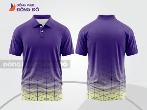 Mẫu polo basic đồng phục công ty màu tím phối xanh chuối họa tiết chấm ctpb5255