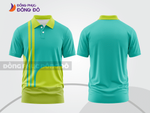 Mẫu áo polo basic đồng phục công ty màu xanh ngọc phối xanh chuối họa tiết chấm ctpb5267