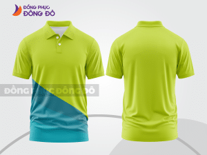 Mẫu áo polo basic đồng phục doanh nghiệp màu xanh chuối phối xanh ngọc họa tiết chéo ctpb5329