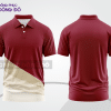 Mẫu áo polo basic đồng phục nhân viên màu đỏ đô phối trắng họa tiết chéo ctpb5336