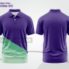 Mẫu áo thun polo basic đồng phục văn phòng màu tím phối xanh ngọc họa tiết chéo ctpb5337