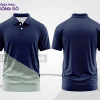 Mẫu polo basic đồng phục công sở màu xanh navy phối xám họa tiết chéo ctpb5338