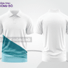 Mẫu áo polo basic đồng phục doanh nghiệp màu trắng phối xanh cyan họa tiết chéo ctpb5339