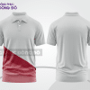 Mẫu áo thun polo basic đồng phục nhân viên màu xám phối đỏ đô họa tiết chéo ctpb5341
