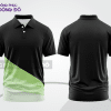 Mẫu áo polo basic đồng phục công sở màu đen phối xanh lá họa tiết chéo ctpb5343