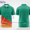 Mẫu áo polo basic đồng phục doanh nghiệp màu xanh ngọc phối cam họa tiết chéo ctpb5344