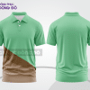Mẫu áo thun polo basic đồng phục công ty màu xanh bạc hà phối nâu họa tiết chéo ctpb5345
