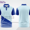 Mẫu áo polo basic đồng phục công sở màu trắng phối xanh dương họa tiết chéo ctpb5348