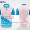 Mẫu polo basic đồng phục công ty màu trắng phối xanh cyan và hồng phấn ctpb5350
