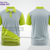 Mẫu áo polo basic đồng phục nhân viên màu xám phối xanh chuối họa tiết chéo ctpb5351