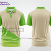 Mẫu áo thun polo basic đồng phục văn phòng màu kem phối xanh lá họa tiết chéo ctpb5352
