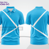 Mẫu áo polo basic đồng phục doanh nghiệp màu xanh cyan phối trắng họa tiết chữ X ctpb5369