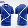 Mẫu áo thun polo basic đồng phục công ty màu xanh dương phối trắng họa tiết chữ X ctpb5370