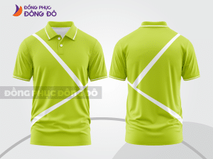 Mẫu polo basic đồng phục nhân viên màu xanh chuối phối trắng họa tiết chữ X ctpb5371