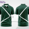Mẫu polo basic đồng phục doanh nghiệp màu xanh rêu phối trắng họa tiết chữ X ctpb5374