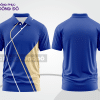 Mẫu polo basic đồng phục công ty màu xanh dương phối trắng line chéo ctpb5404