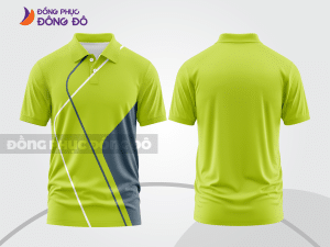Mẫu áo polo basic đồng phục doanh nghiệp màu xanh chuối phối xanh lá line chéo ctpb5405