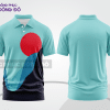 Mẫu polo basic đồng phục công ty màu xanh da trời phối xanh navy họa tiết oval ctpb5422