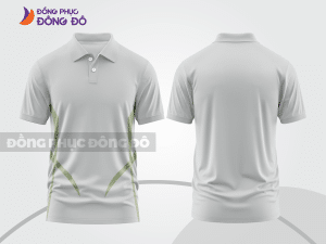 Mẫu áo thun polo basic đồng phục văn phòng màu trắng phối xanh chuối line chéo ctpb5447