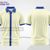 Mẫu áo thun polo basic đồng phục công ty màu kem phối xanh dương kẻ dọc ctpb5462