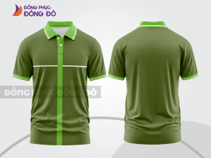 Mẫu áo polo basic đồng phục văn phòng màu xanh rêu phối xanh chuối kẻ dọc ctpb5505