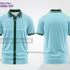Mẫu polo basic đồng phục doanh nghiệp màu xanh da trời phối xanh rêu kẻ dọc ctpb5507