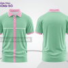 Mẫu áo polo basic đồng phục công sở màu xanh bạc hà phối hồng cánh sen kẻ dọc ctpb5509