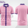 Mẫu áo polo basic đồng phục doanh nghiệp màu hồng phấn phối tím kẻ dọc ctpb5512