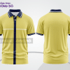 Mẫu áo thun polo basic đồng phục nhân viên màu vàng nhạt phối xanh navy kẻ dọc ctpb5513
