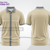 Mẫu áo polo basic đồng phục công ty màu kem phối xám kẻ dọc ctpb5516