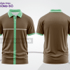Mẫu áo polo basic đồng phục văn phòng màu nâu phối xanh lá kẻ dọc ctpb5519